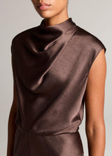 Draped Satin Cowl-Neck Dress - Oak Hall