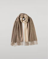 Contrast Reversible Natural Cashmere Stole - Natural