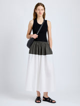 Nyla Skirt in Poplin - Willow/White