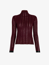 Stina Turtleneck in Ladder Stripe - Black/Wine