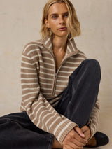 Northshore Quarter Zip - Oatmeal Stripe