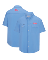 Ole Miss Tailgater Short Sleeve Snap Shirt - Powder Blue
