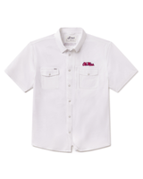 Ole Miss Tailgater Short Sleeve Snap Shirt - White