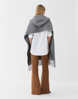 Cashmere Double Face Hooded Poncho - Nickel Melange