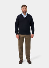 Hampshire Lambswool V-Neck Sweater - Navy