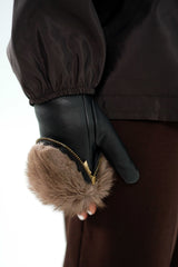 Lambskin Zip Mitten