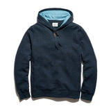 Billy Reid Box Quilt Hoodie Pullover in Carbon Blue
