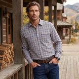 Madison Creek Bisley Check Western Shirt - Blue/Brown