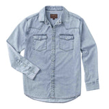 Madison Creek Bisley Washed Denim Western Shirt - Chambray Denim (flat)