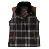 Madison Creek Cashiers Vest With Rabbit Fur Collar - Dark Grey Plaid
