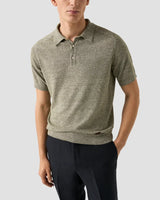 Cotton Linen Fine Knit Polo Shirt