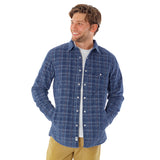Criquet Corduroy Quilted Shacket - Dusty Blue Plaid