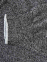 Gran Sasso Wool and Cashmere Suede Trim Quarter-Zip Sweater Grey