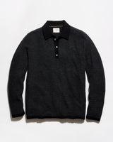 Billy Reid Long-Sleeve Step Jacquard Sweater Polo - Charcoal Multi