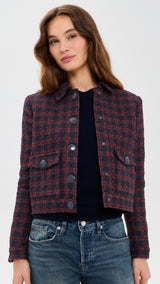 Nyx Cropped Jacket - Midnight/Burgundy Tweed