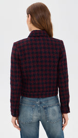 Nyx Cropped Jacket - Midnight/Burgundy Tweed