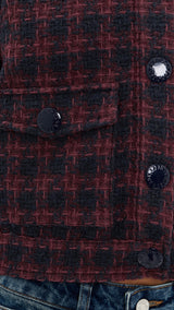 Nyx Cropped Jacket - Midnight/Burgundy Tweed