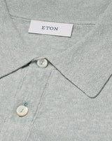 Cotton Linen Fine Knit Polo Shirt - Light Green