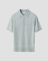 Cotton Linen Fine Knit Polo Shirt - Light Green