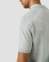 Cotton Linen Fine Knit Polo Shirt - Light Green