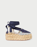 Loeffler Randall Mason Closed Toe Platform Espadrille With Ankle Wrap - Prairie Floral/Navy