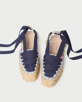 Loeffler Randall Mason Closed Toe Platform Espadrille With Ankle Wrap - Prairie Floral/Navy