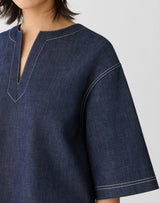 Short Sleeve Split Neck Cropped Shirt