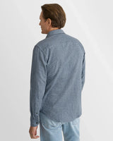 Houndstooth Check Flannel Shirt - Mid Blue