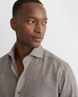 Houndstooth Check Flannel Shirt - Mid Grey
