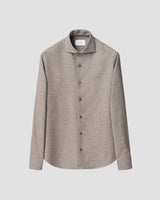 Houndstooth Check Flannel Shirt - Mid Grey