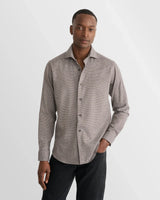 Houndstooth Check Flannel Shirt - Mid Grey