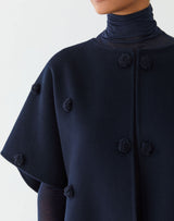 Wool-Cashmere Double Face Embellished Polka Dot Jacket - Blue Ink