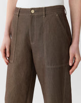 Cotton-Linen Highline Straight Ankle Pant - Root
