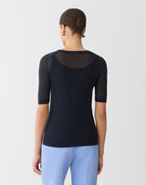 Intarsia Motif Crew Neck Sweater with Knit Tank