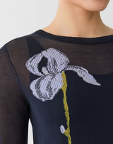 Intarsia Motif Crew Neck Sweater with Knit Tank