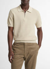 Pique Short Sleeve Zip Polo - Oak Hall