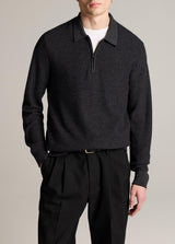 Geo Jacquard Long Sleeve Zip Polo