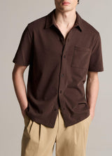 Sueded Jersey Short Sleeve Button Down