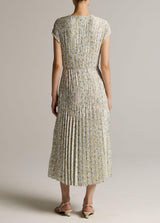 Citrine Bloom Crushed Cap Slv V-Nk Dress
