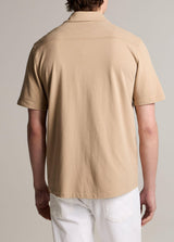Sueded Jersey Short Sleeve Button Down