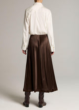Raw-Edge Satin Skirt - Pinewood