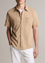 Sueded Jersey Short Sleeve Button Down