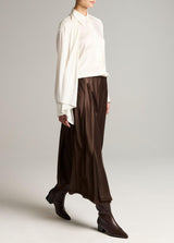 Raw-Edge Satin Skirt - Pinewood