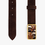 Brackish Bow Tie Trippin Tipsey Belt - Chocolate Suede/Patterned Natural