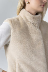Faux Beaver Fur Vest - Champagne