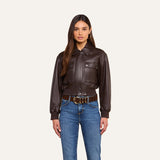Clotilde Leather Jacket - Brunette
