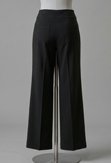 Control Stretch Wide Leg Pant with Back Pockets - Black