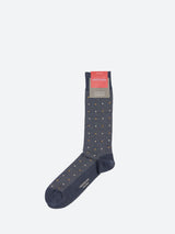 Marcoliani Pima Cotton Contemporary Dots Mid-Calf Sock - Indigo Blue