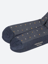 Marcoliani Pima Cotton Contemporary Dots Mid-Calf Sock - Indigo Blue
