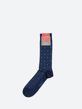 Marcoliani Pima Cotton Contemporary Dots Mid-Calf Sock - Navy